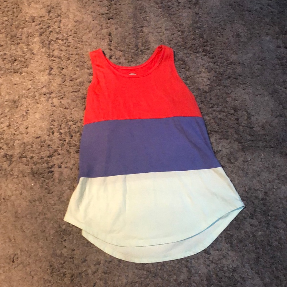 Red, Cyan, and Blue yak top